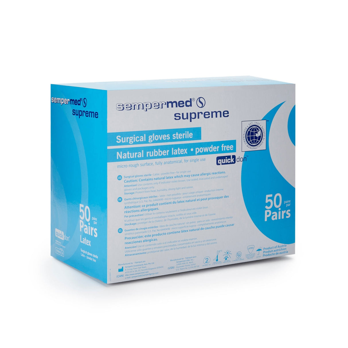 Sempermed Supreme Surgical Gloves, Latex, Sterile, Powder-Free - SPFP800 - LL Medico