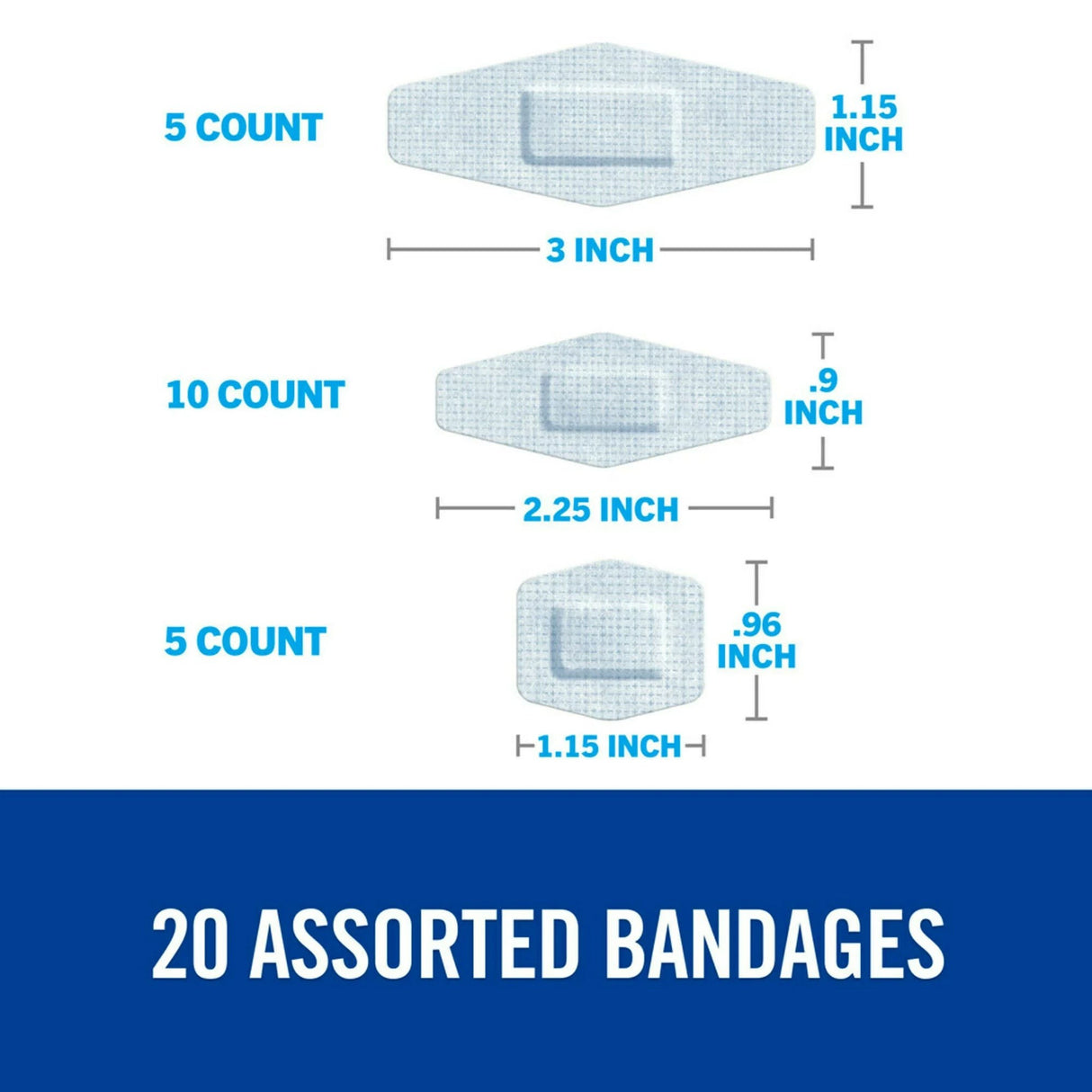 3M Nexcare Sensitive Skin White Adhesive Strip, Assorted Sizes