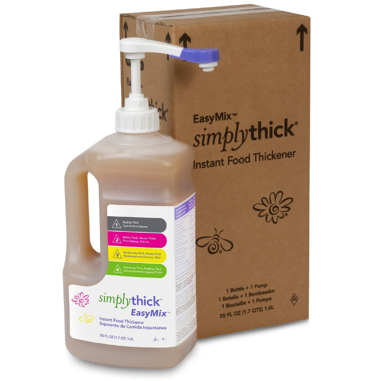 SimplyThick EasyMix Bottle and Pump, Unflavored, 1.6 Liter