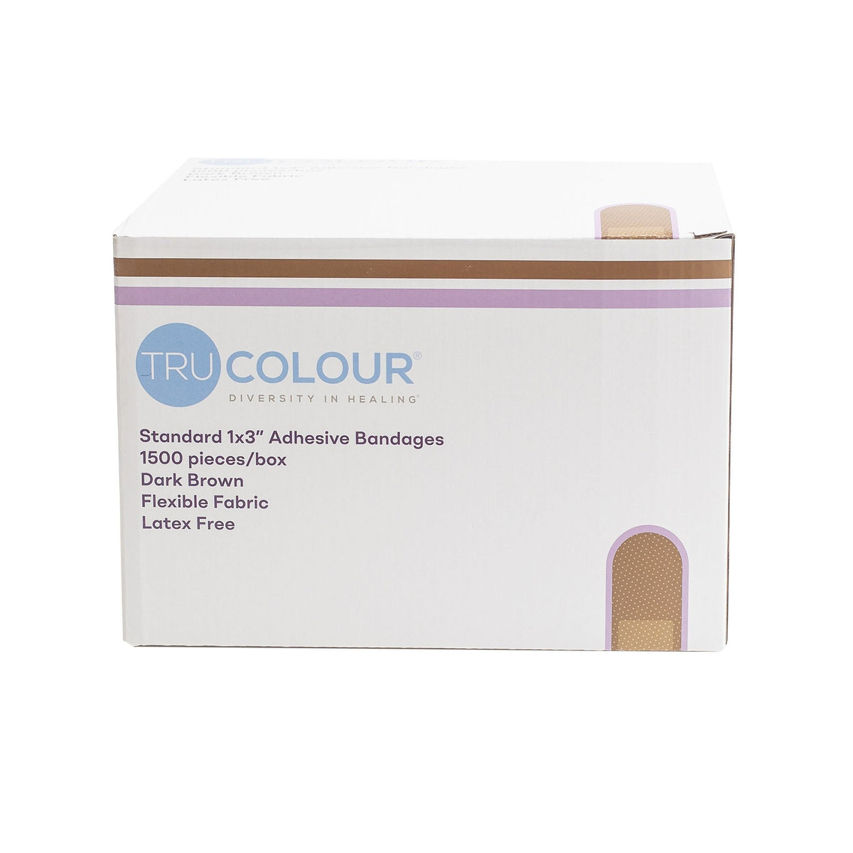Tru-Colour Adhesive Strip, Waterproof, Dark Brown, Fabric, 1 x 3", Sterile - LL Medico