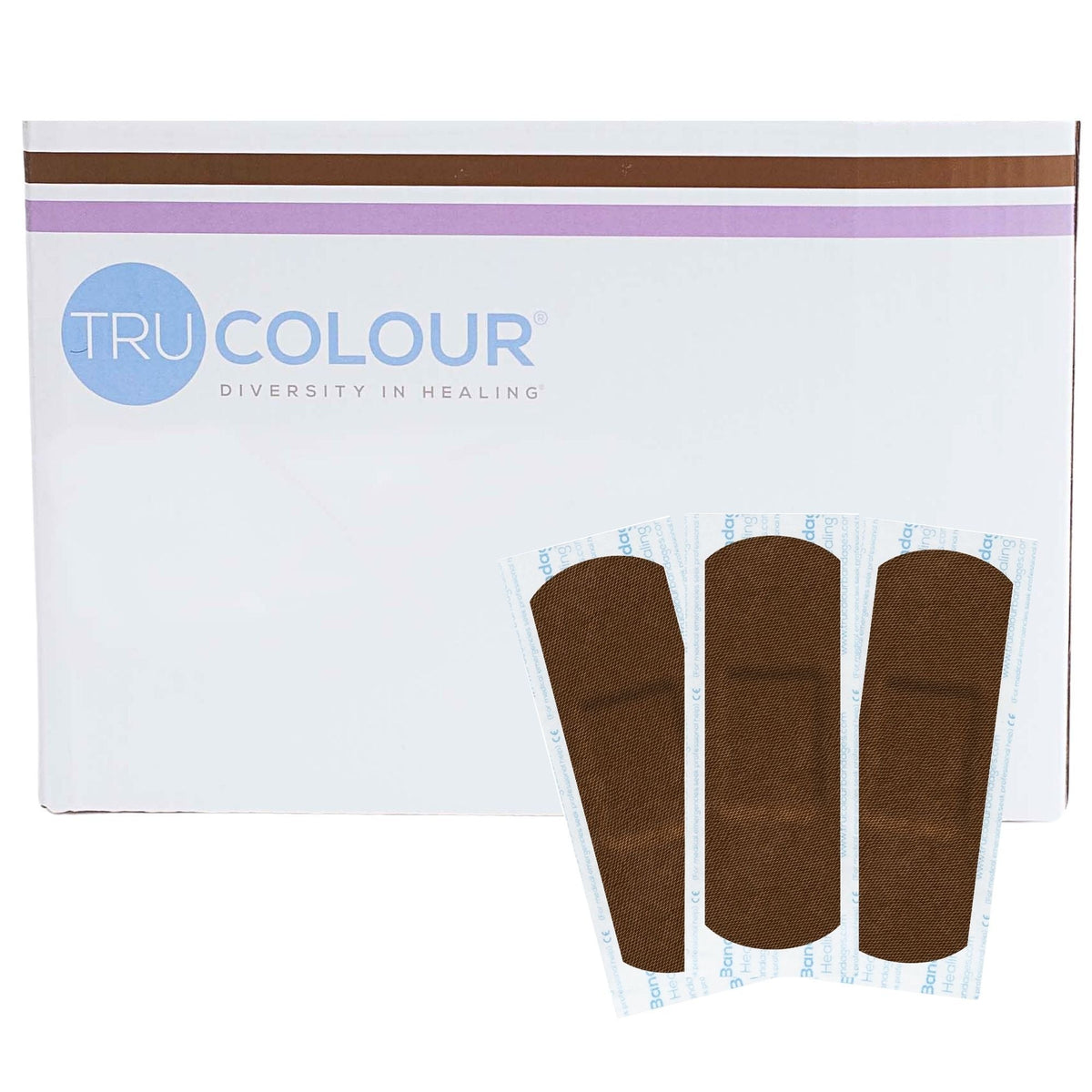 Tru-Colour Adhesive Strip, Waterproof, Dark Brown, Fabric, 1 x 3", Sterile - LL Medico