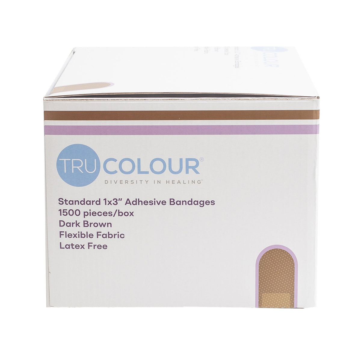 Tru-Colour Adhesive Strip, Waterproof, Dark Brown, Fabric, 1 x 3", Sterile - LL Medico