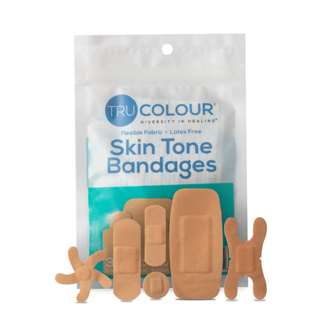 Tru-Colour Adhesive Strips, Waterproof, Beige, Fabric, Sterile - TCB-AASD-Pack - LL Medico