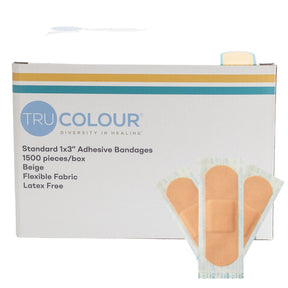 Tru-Colour Adhesive Strip, Beige, Fabric, 1 x 3", Sterile - TCB-AB1500 - LL Medico