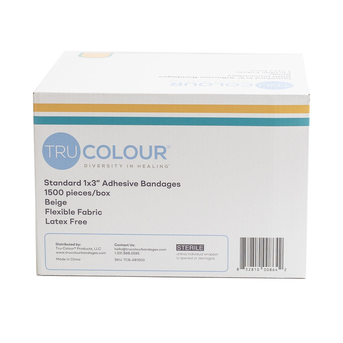 Tru-Colour Adhesive Strip, Beige, Fabric, 1 x 3", Sterile - TCB-AB1500 - LL Medico