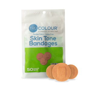 Tru-Colour Waterproof Adhesive Spot Bandage, Olive, Fabric, Sterile - TCB-GDOT-Pack - LL Medico