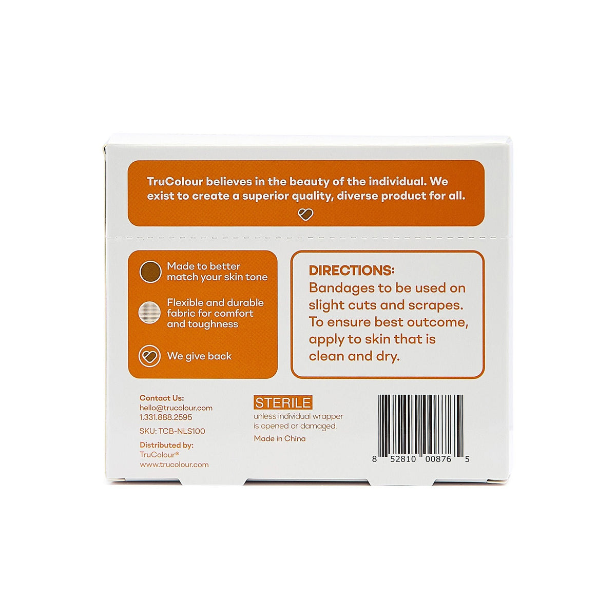 Tru-Colour Skin Tone Shade Adhesive Strips, Brown, Fabric, Sterile, 1 x 3" - LL Medico
