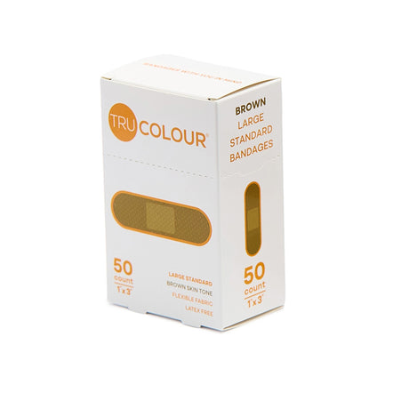 Tru-Colour Skin Tone Shade Adhesive Strips, Brown, Fabric, Sterile, 1 x 3" - LL Medico