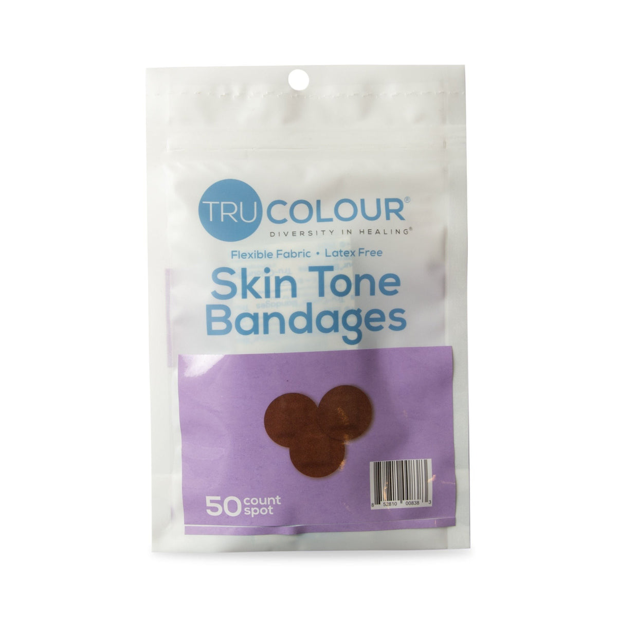 Tru-Colour Spot Bandage, Waterproof Adhesive, Dark Brown, Fabric, Sterile - TCB-PDOT-Pack - LL Medico