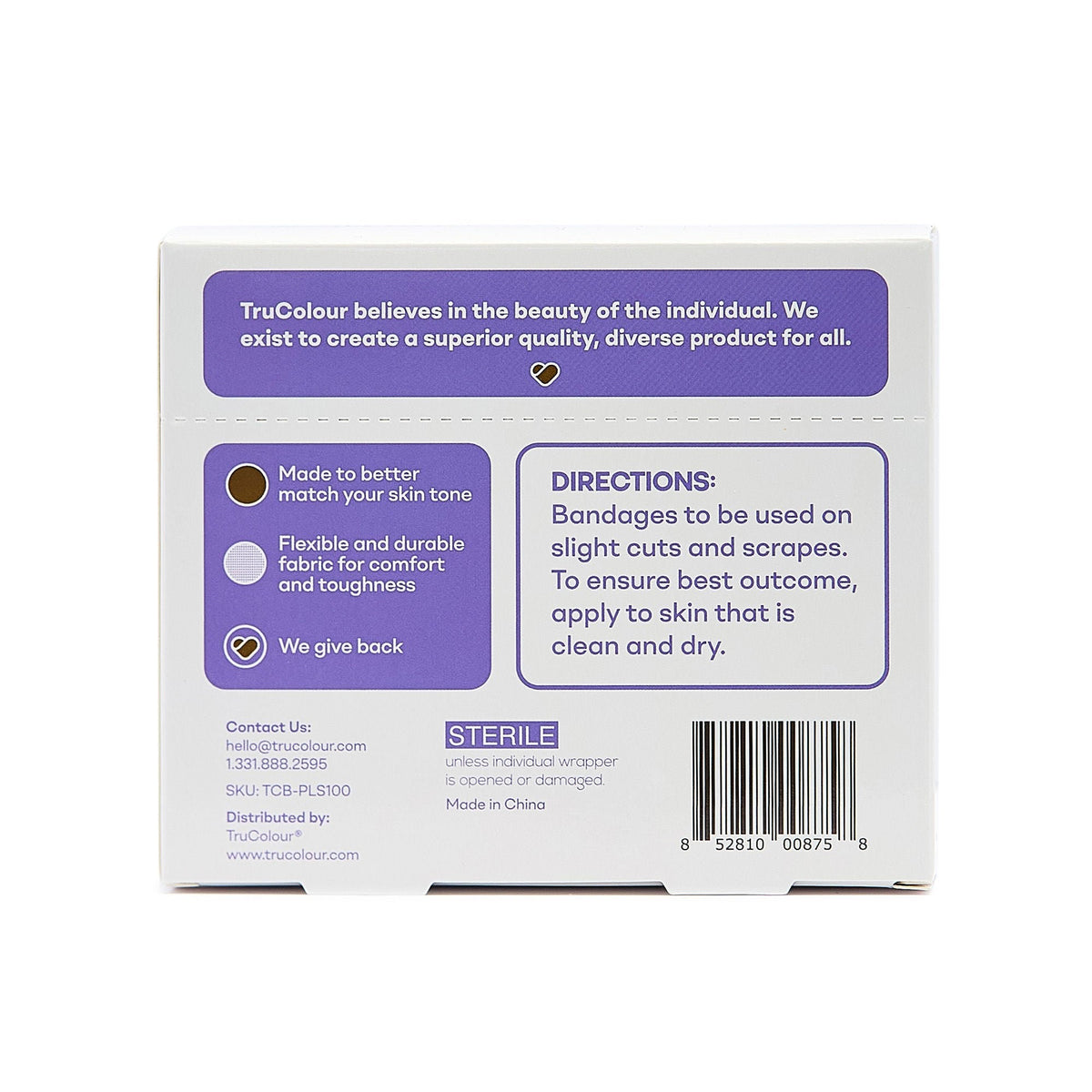 Tru-Colour Skin Tone Fabric Bandage, Adhesive Strip, Dark Brown, Fabric, 1 x 3", Sterile - TCB-PLS100 - LL Medico