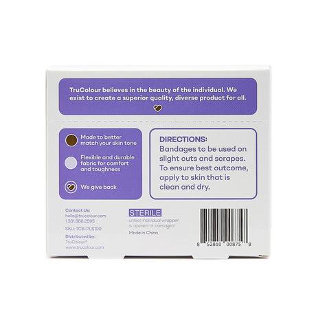 Tru-Colour Skin Tone Fabric Bandage, Adhesive Strip, Dark Brown, Fabric, 1 x 3", Sterile - TCB-PLS100 - LL Medico