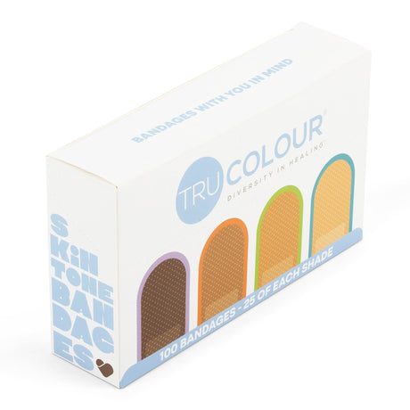 Tru-Colour Skin Tone Bandages, Waterproof Adhesive Strip, Fabric, Beige / Olive / Brown / Dark Brown, Sterile, 1 x 3" - LL Medico