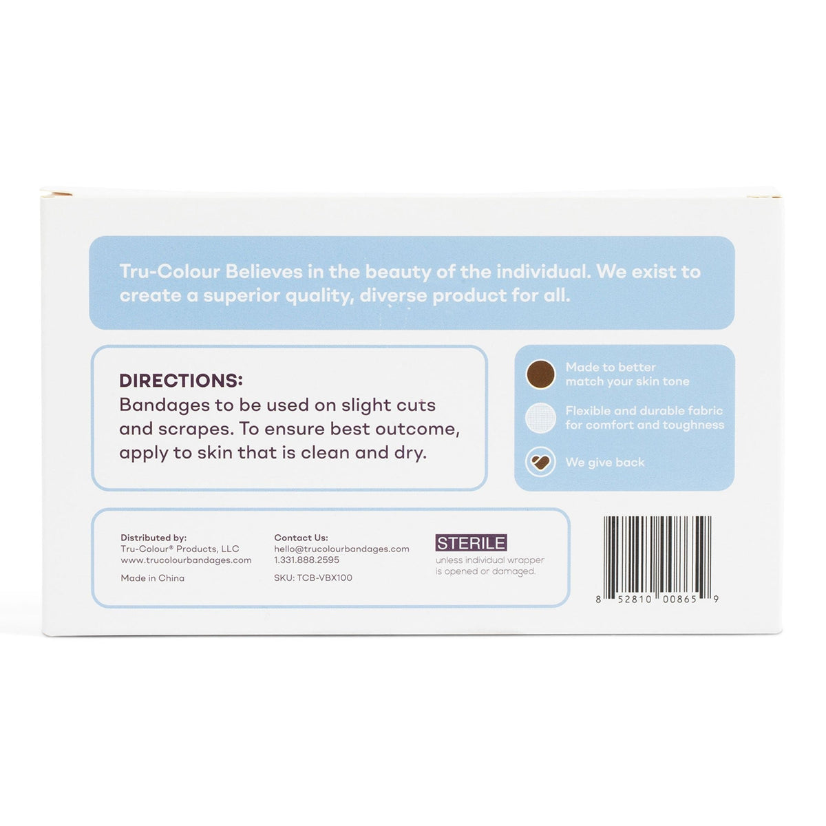 Tru-Colour Skin Tone Bandages, Waterproof Adhesive Strip, Fabric, Beige / Olive / Brown / Dark Brown, Sterile, 1 x 3" - LL Medico