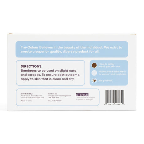 Tru-Colour Skin Tone Bandages, Waterproof Adhesive Strip, Fabric, Beige / Olive / Brown / Dark Brown, Sterile, 1 x 3" - LL Medico