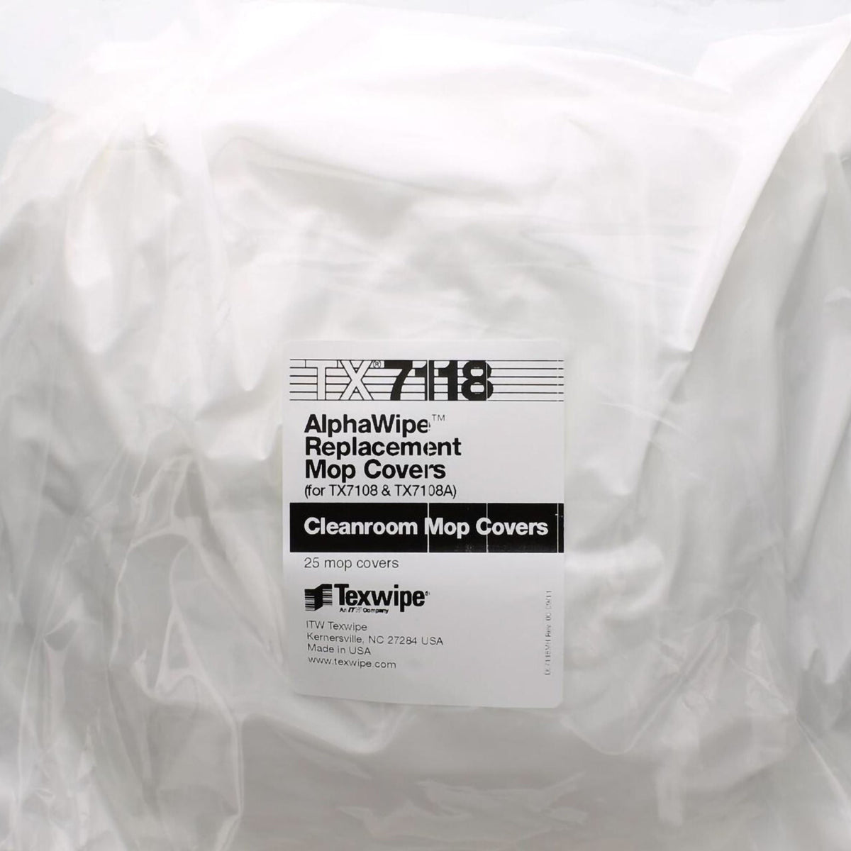 Texwipe AlphaMop, Cleanroom Mop Head Cover / Pad Kit, White, Polyester / Foam, Non-Sterile, 8 x 15" - TX7118 - LL Medico