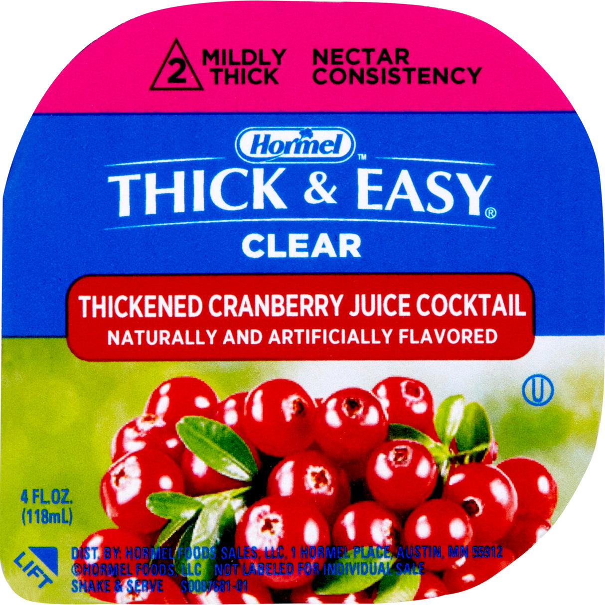 Thick & Easy Clear, Mildly Thick, Cranberry Juice Cocktail Flavor, 4 oz Cup