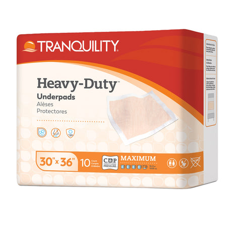 Tranquility Heavy-Duty Peach Sheet Underpads by Tranquility offer maximum absorbency and reliable incontinence protection. Each disposable 30 x 36-inch underpad comes in a pack of 10.