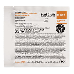 Sani-Cloth Bleach, Premoistened Germicidal Surface Disinfectant Cleaner Wipe, 11.5 x 11.75", Nonsterile - U26595 - LL Medico