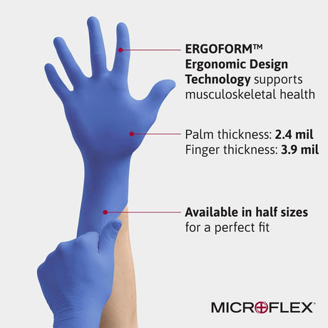 Microflex Ultraform Powder-Free Nitrile Exam Gloves, Blue