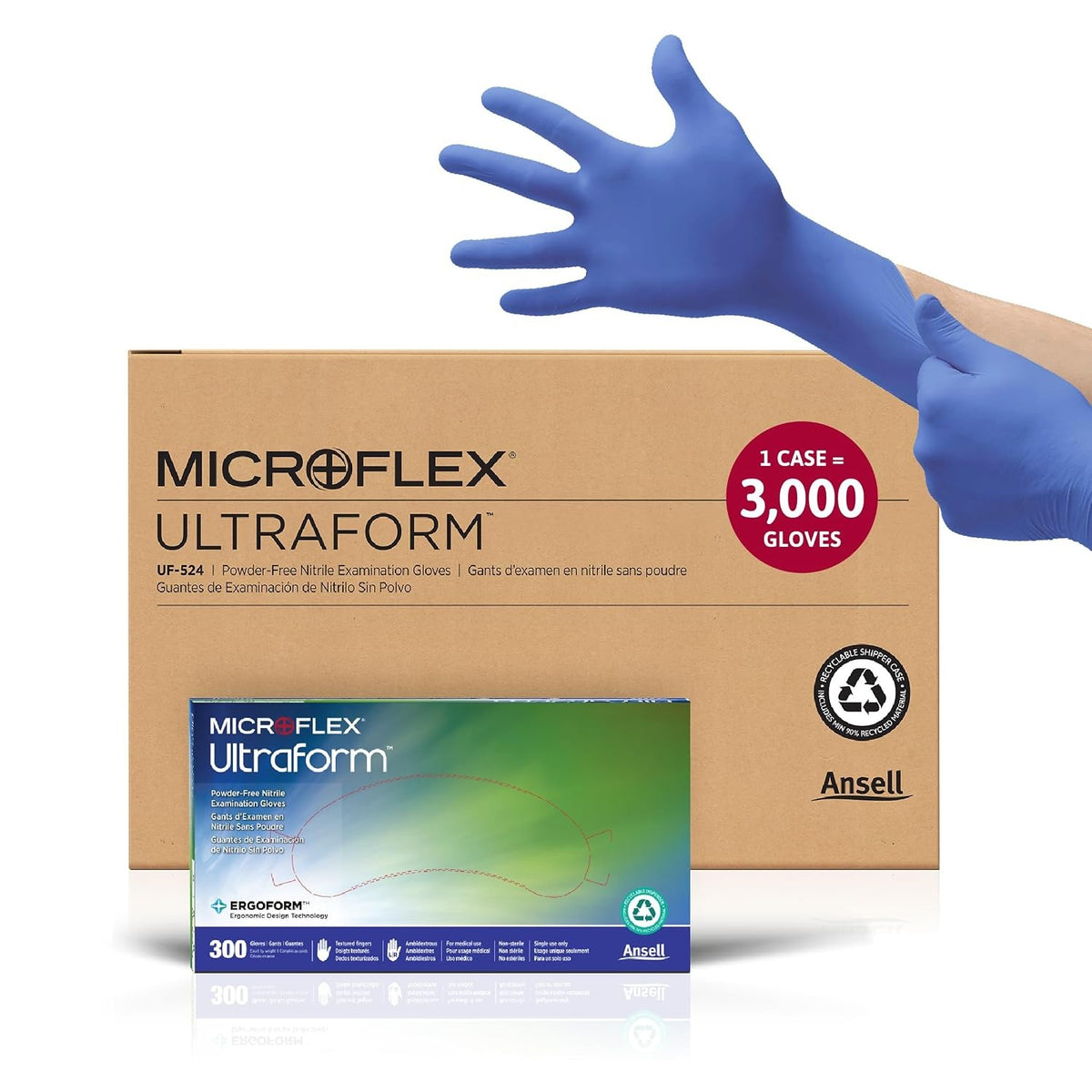 Microflex Ultraform Powder-Free Nitrile Exam Gloves, Blue