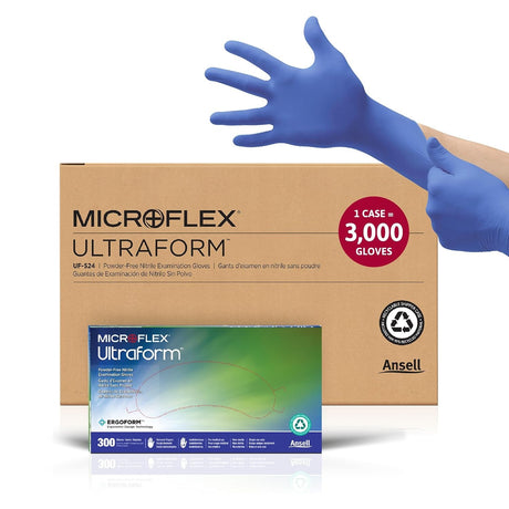 Microflex Ultraform Powder-Free Nitrile Exam Gloves, Blue