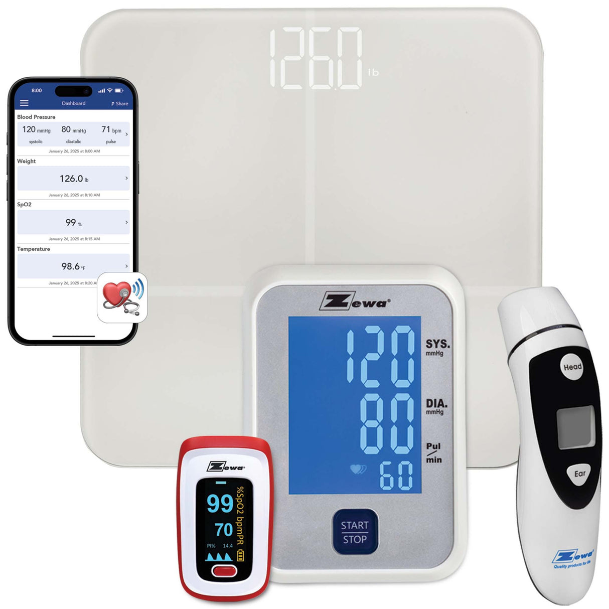 Veridian Healthcare Connected Device Kit, 4-in-1 Smart Health Monitoring Bundle