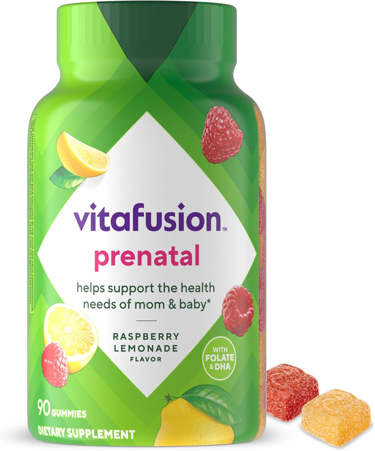 Vitafusion Prenatal Gummy Vitamins, Raspberry Lemonade Flavor, 90 ct