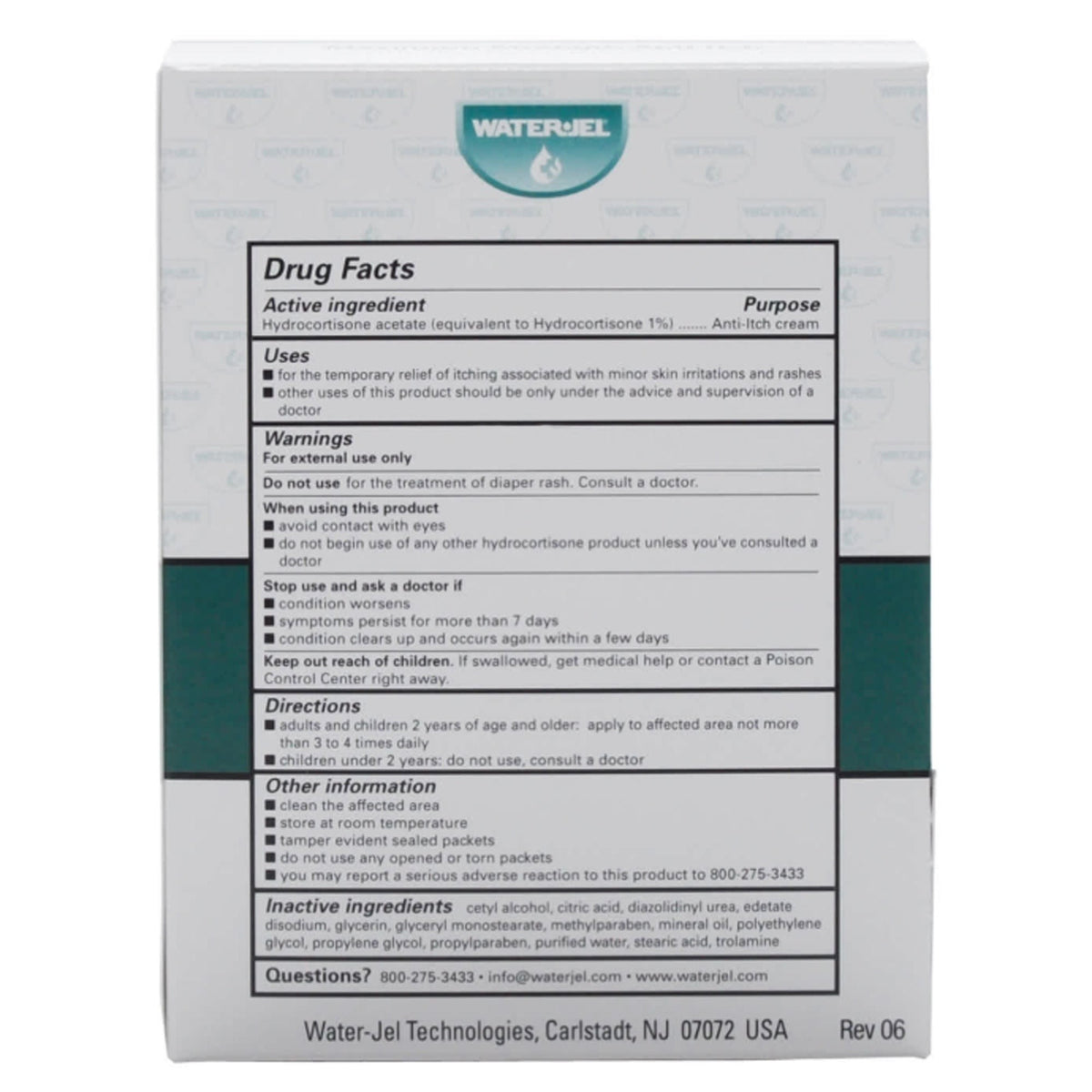 Water-Jel Hydrocortisone Itch Relief Cream, 1%, 0.9 Gram Packet - WJHY1800.00.000 - LL Medico