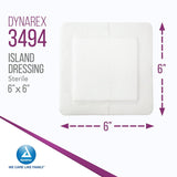 dynarex White Adhesive Dressing, 6 x 6 Inch