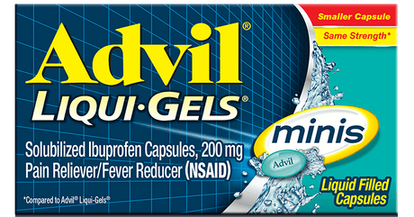 Advil Liqui-Gels Minis, Ibuprofen 200 mg, Pain Reliever/Fever Reducer, Liquid Filled Capsules - LL Medico