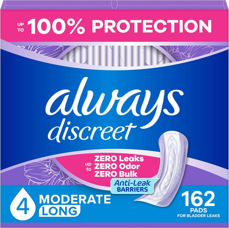 Always Discreet Moderate Long Pads, 4 Drops - 03700088707-Case - LL Medico