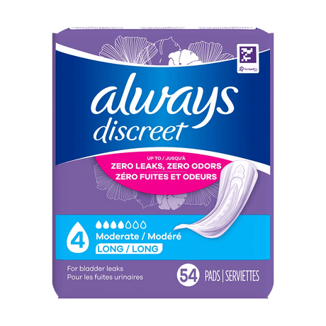 Always Discreet Moderate Long Pads, 4 Drops - 03700088707-Pack - LL Medico