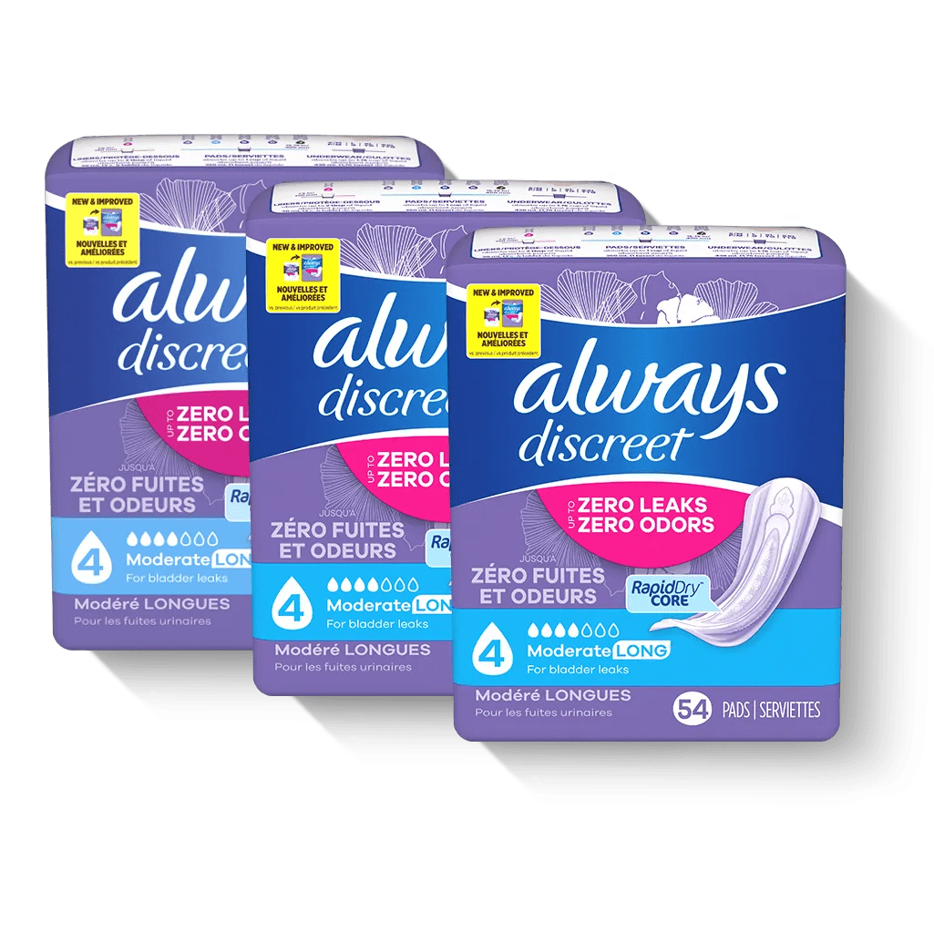 Always Discreet Moderate Long Pads, 4 Drops - 03700088707-Pack - LL Medico