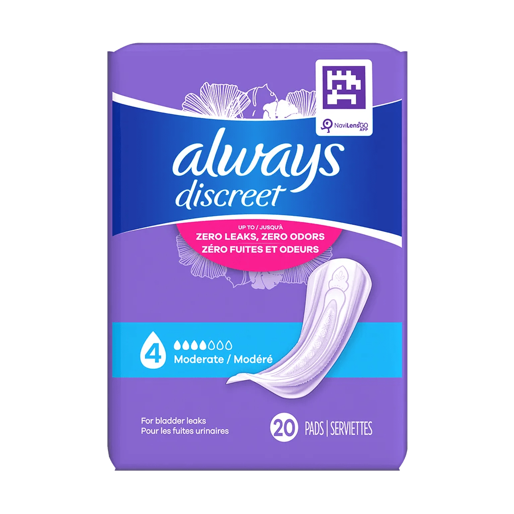 Always Discreet Moderate Pads, 4 Drops - 00037000904335-Pack - LL Medico