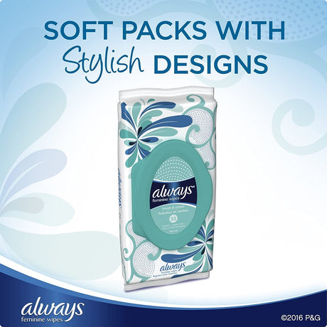Always Feminine Wipes, Fresh & Clean, Soft Pack - 03700095899-Pack - LL Medico