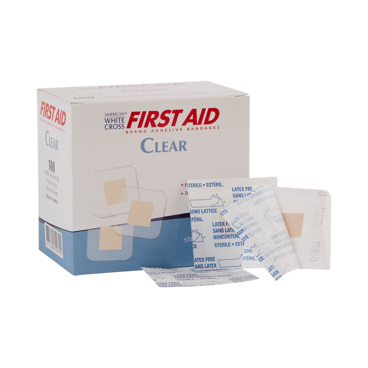 American White Cross First Aid Clear Adhesive Bandages, Sterile, 1.5" x 1.5" - 1308033-Box - LL Medico