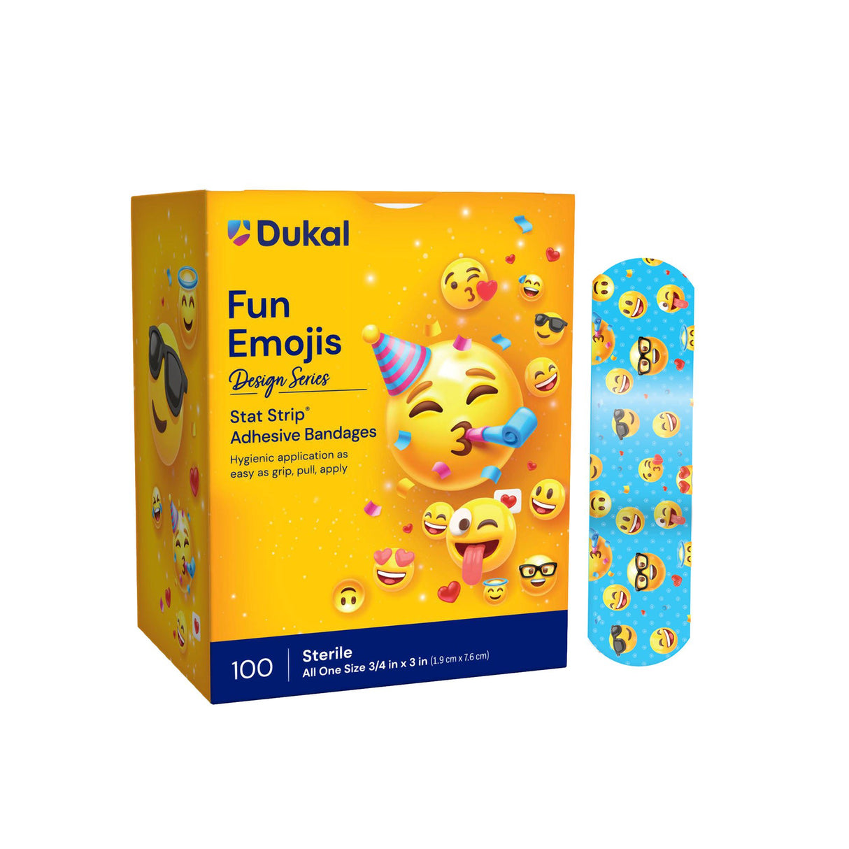 American White Cross First Aid Emojis Kid Design Adhesive Strip, ¾ x 3 Inch
