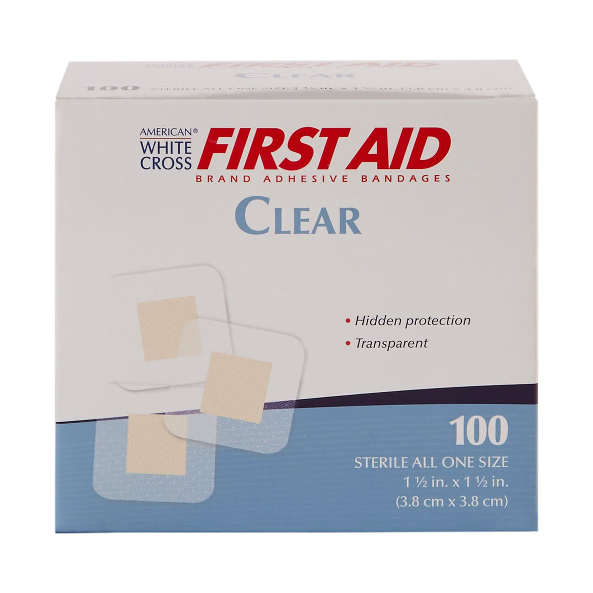 American White Cross Sheer Adhesive Spot Bandage, 1.5 x 1.5 Inch