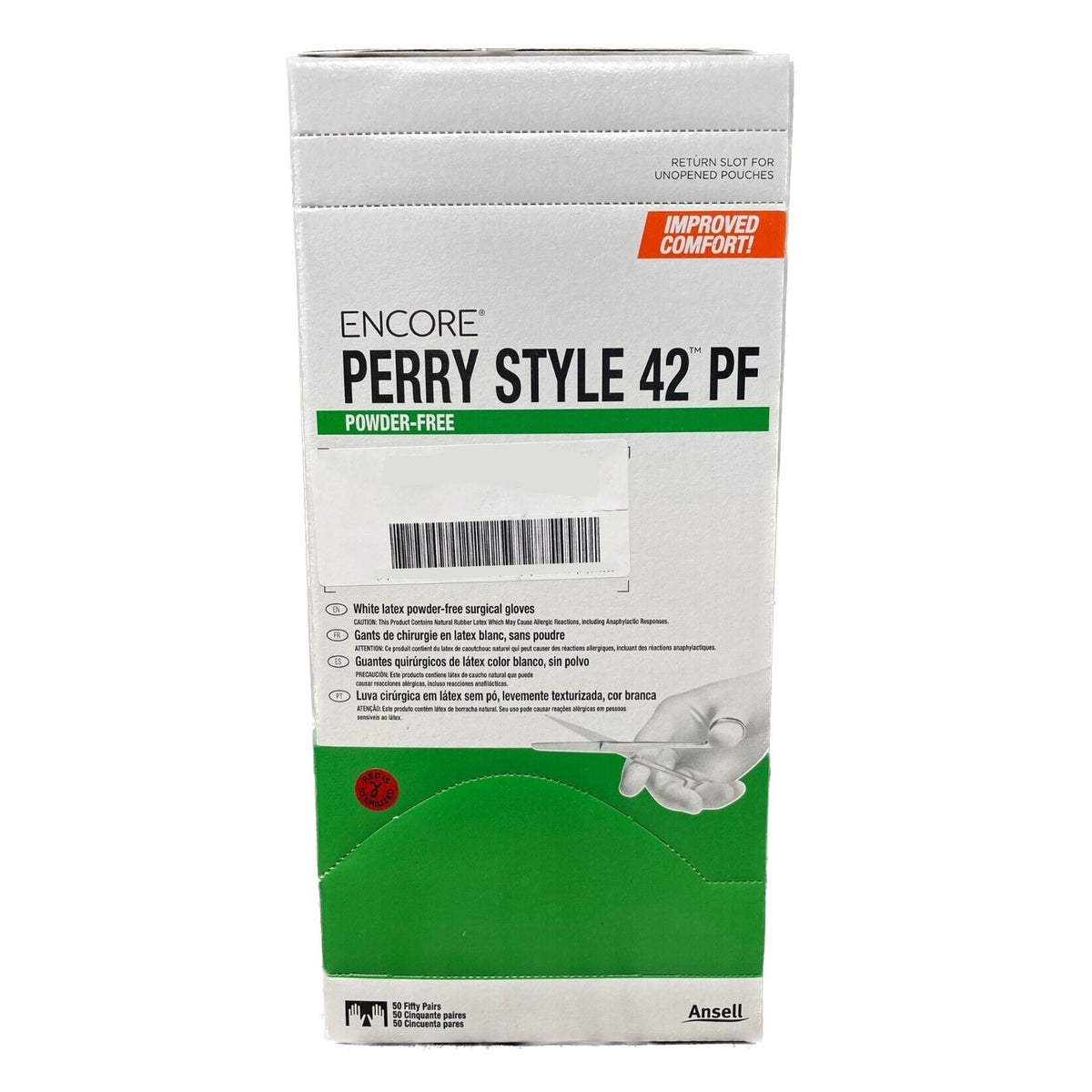 Ansell Encore Perry Style 42 PF Latex Surgical Gloves, Sterile, Powder-Free - 5711101PF-Box - LL Medico
