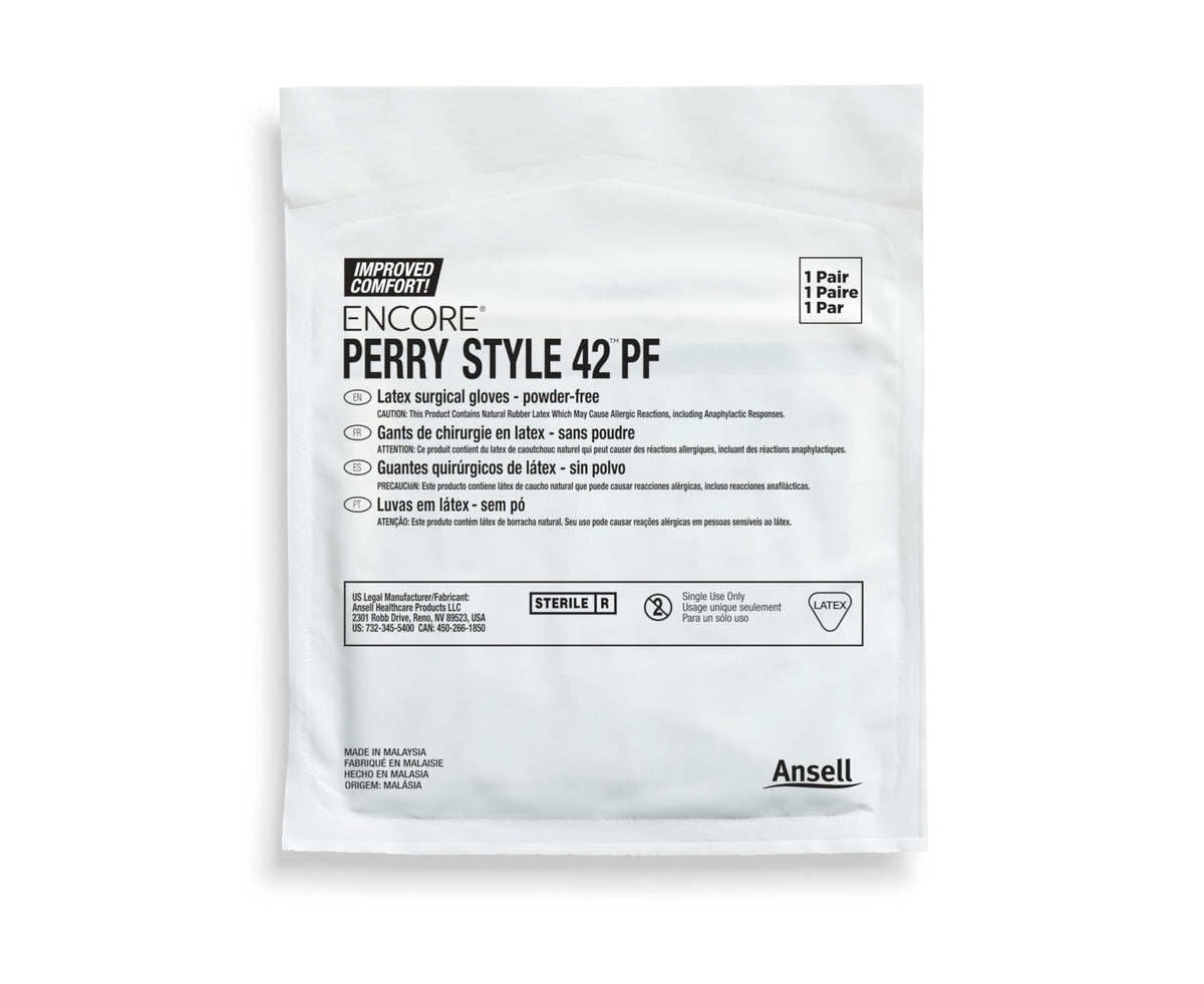 Ansell Encore Perry Style 42 PF Latex Surgical Gloves, Sterile, Powder-Free - 5711101PF-Box - LL Medico