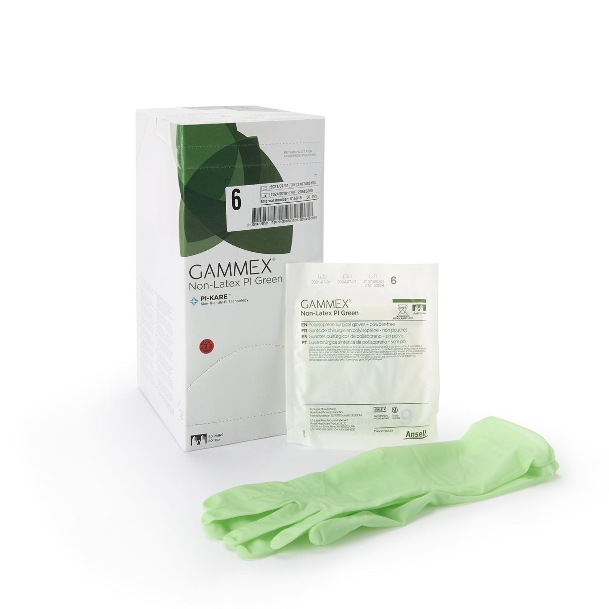 Ansell Gammex Non-Latex PI Green Polyisoprene Surgical Glove - 20685265-Box - LL Medico