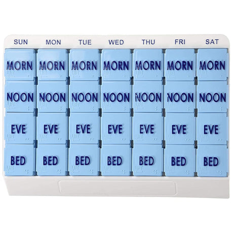 Apex Medi Tray Pill Organizer, 7 Day, 4 Dose, Morn Noon Eve Bed - 70027L-Single - LL Medico