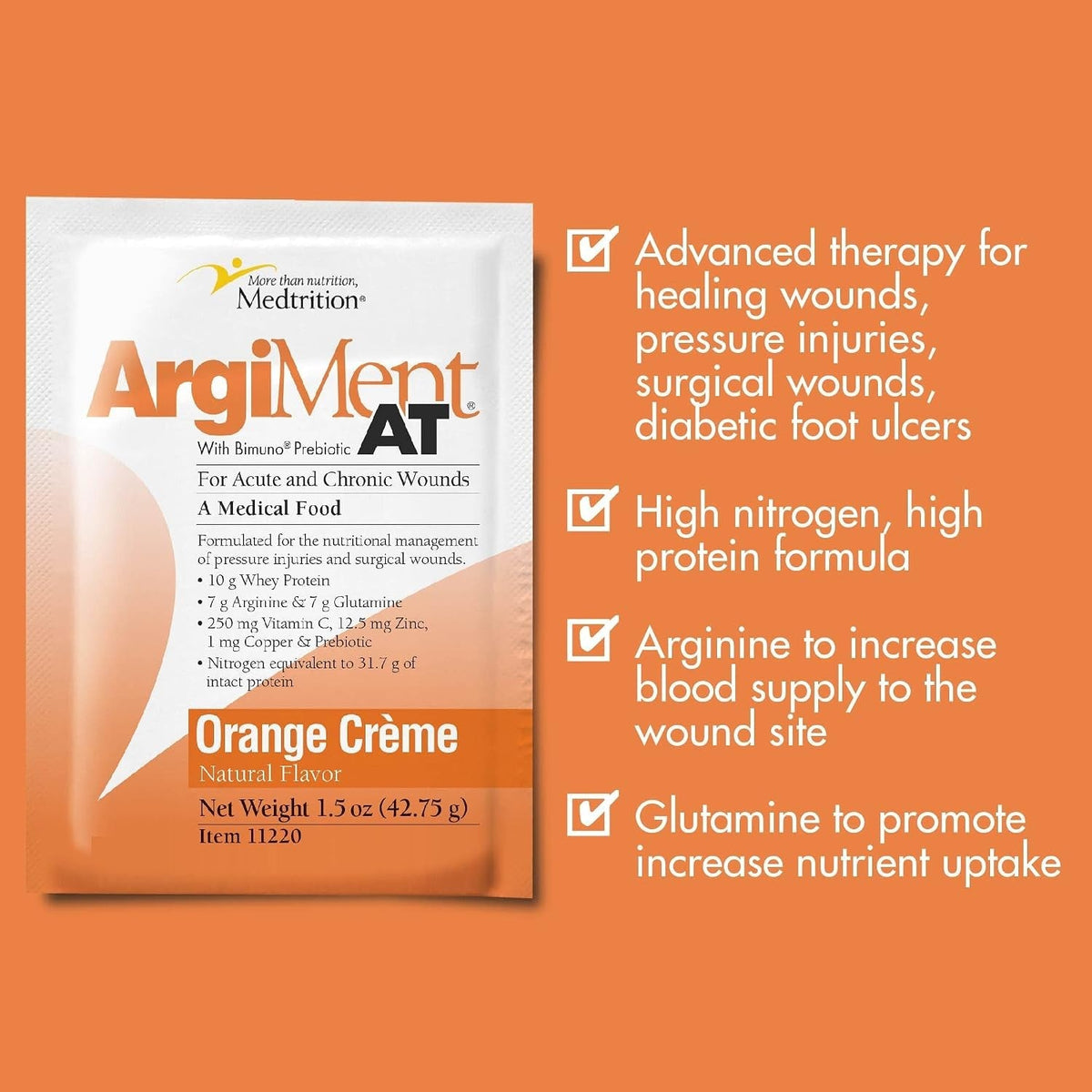 ArgiMent AT Medical Food Oral Supplement, Orange Crème, 1.5 oz Packet - 11220-Single - LL Medico