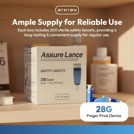 Arkray Assure Safety Lancets, 28 Gauge, 1 mm Depth - 980128-Box - LL Medico