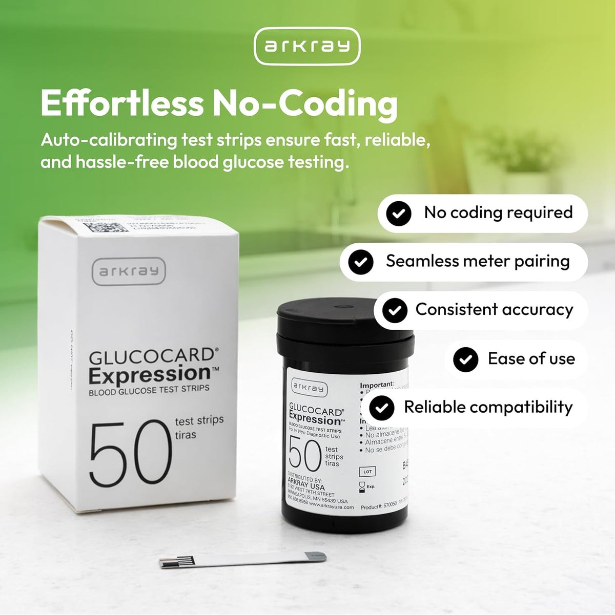Arkray Glucocard Expression Blood Glucose Test Strips, 50 Count - 570050-Case - LL Medico