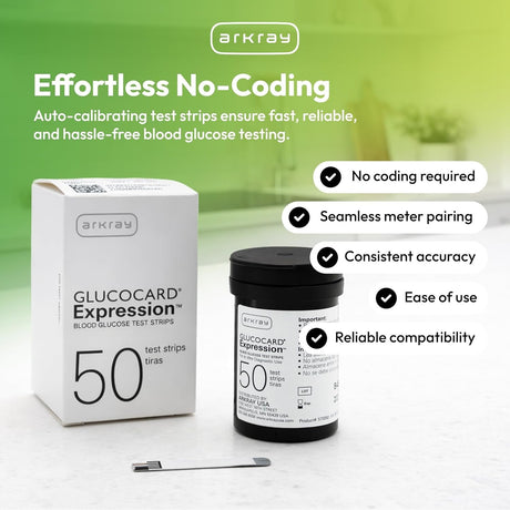Arkray Glucocard Expression Blood Glucose Test Strips, 50 Count - 570050-Case - LL Medico