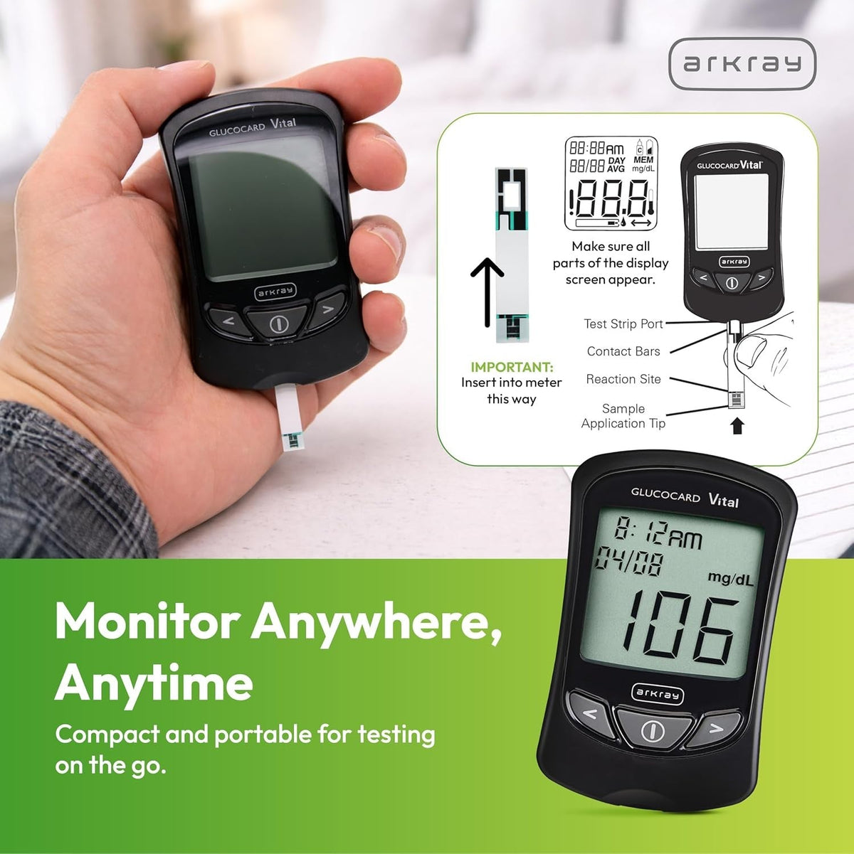Arkray Glucocard Vital Blood Glucose Meter - 760001-Case - LL Medico