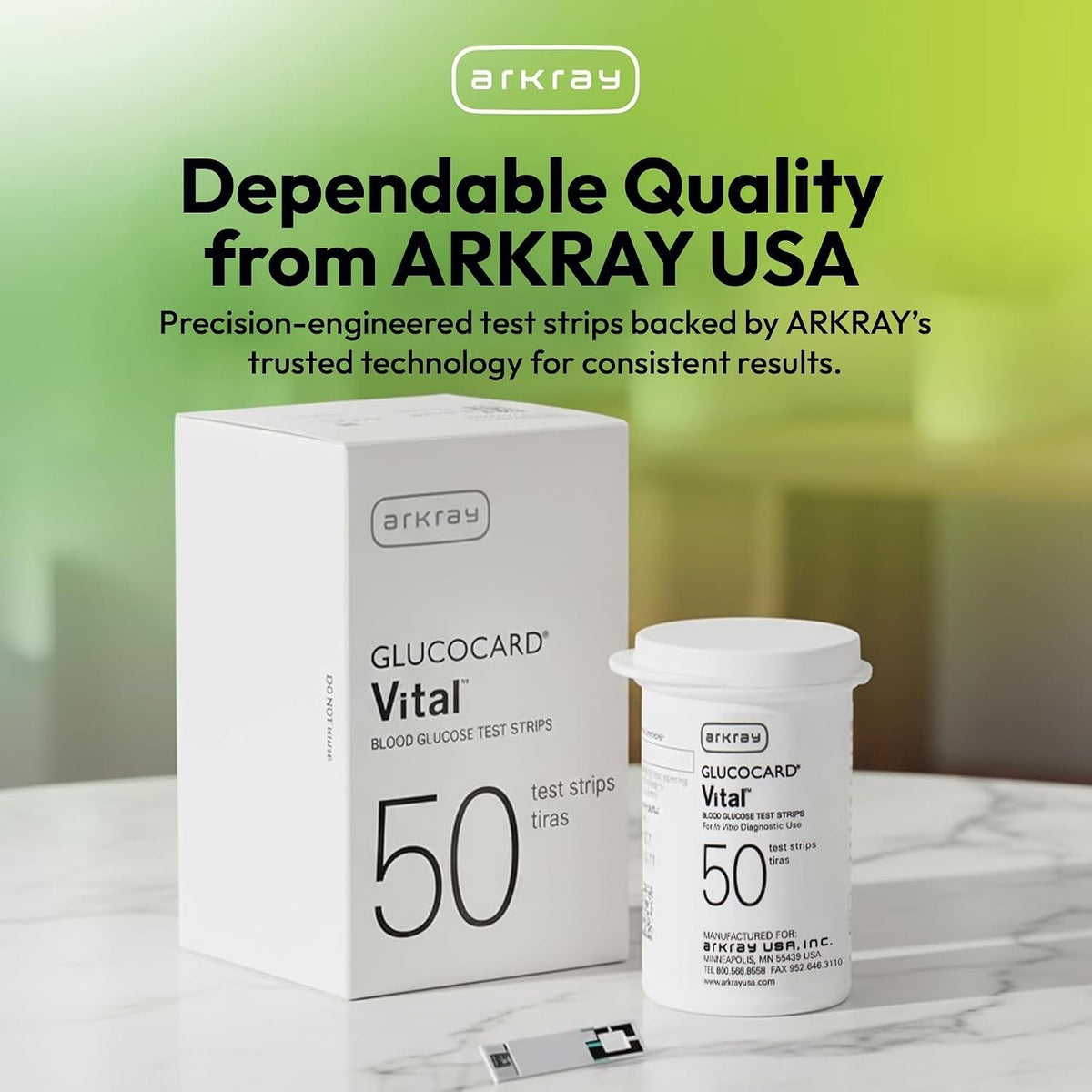 Arkray Glucocard Vital Blood Glucose Test Strips, 50 Count - 760050-Box - LL Medico