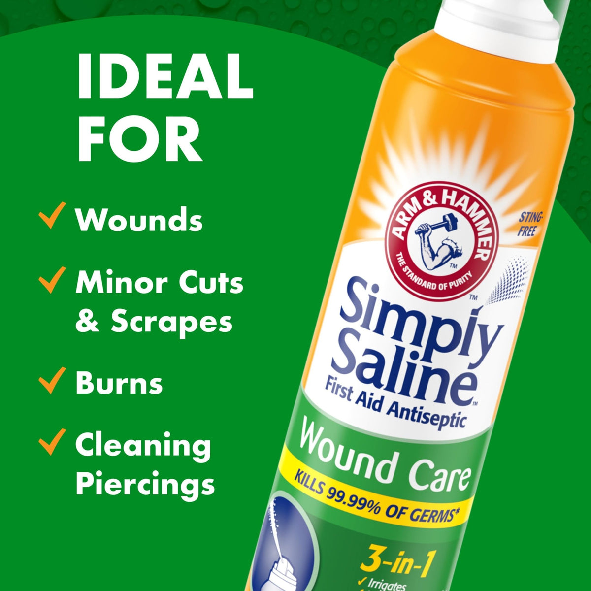 Arm & Hammer Simply Saline Wound Wash Sterile Saline Solution Spray, 7.4 oz - 02260008552-Single - LL Medico