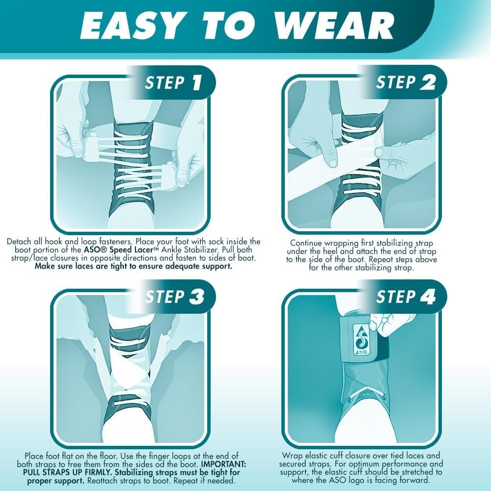 ASO Speed Lacer Ankle Brace with Hook and Loop Strap Closure, Lace Up Front - 223611-Single - LL Medico